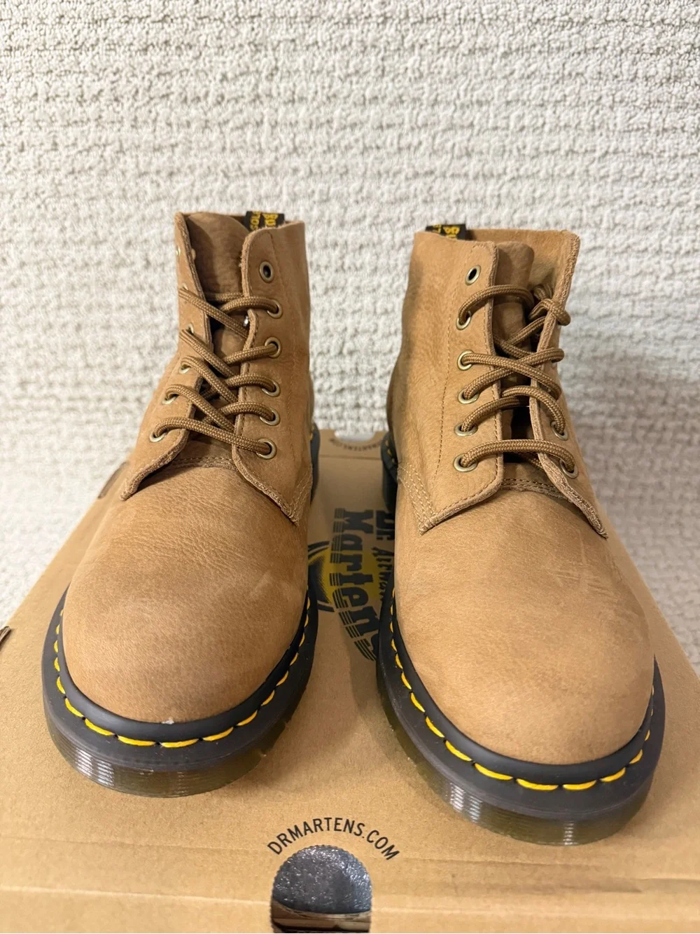 Dr. Martens 101 Savannah Tan Tumbled Nubuck Leather Combat Ankle Boots Sz 8M/9L